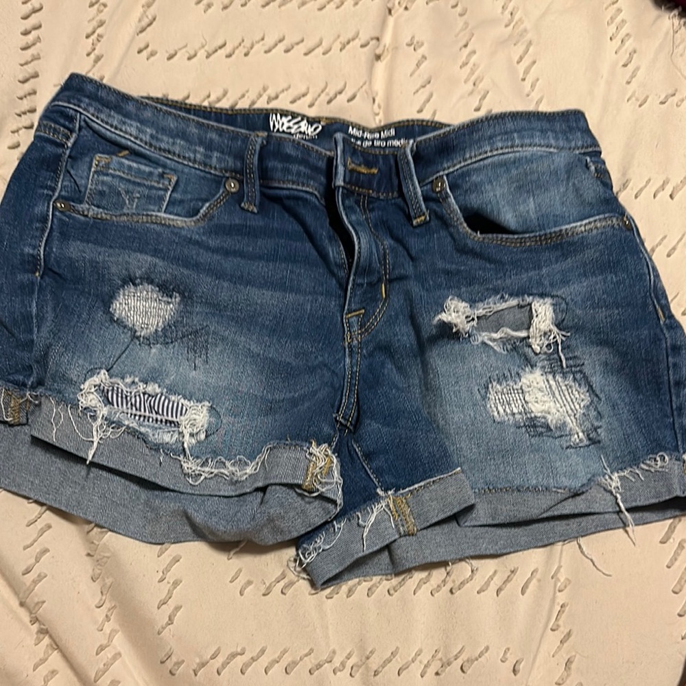 Mossimo Supply Co. Blue Distressed Jean Shorts